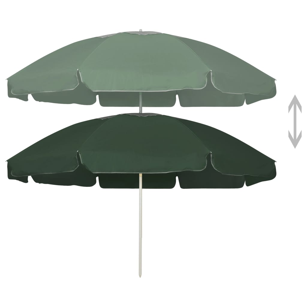 vidaXL Umbrelă de plajă, verde, 240 cm