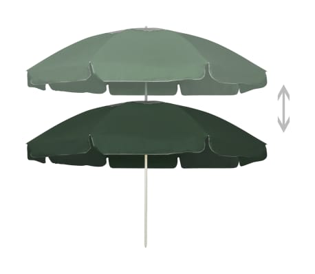 vidaXL Parasol plażowy, zielony, 240 cm