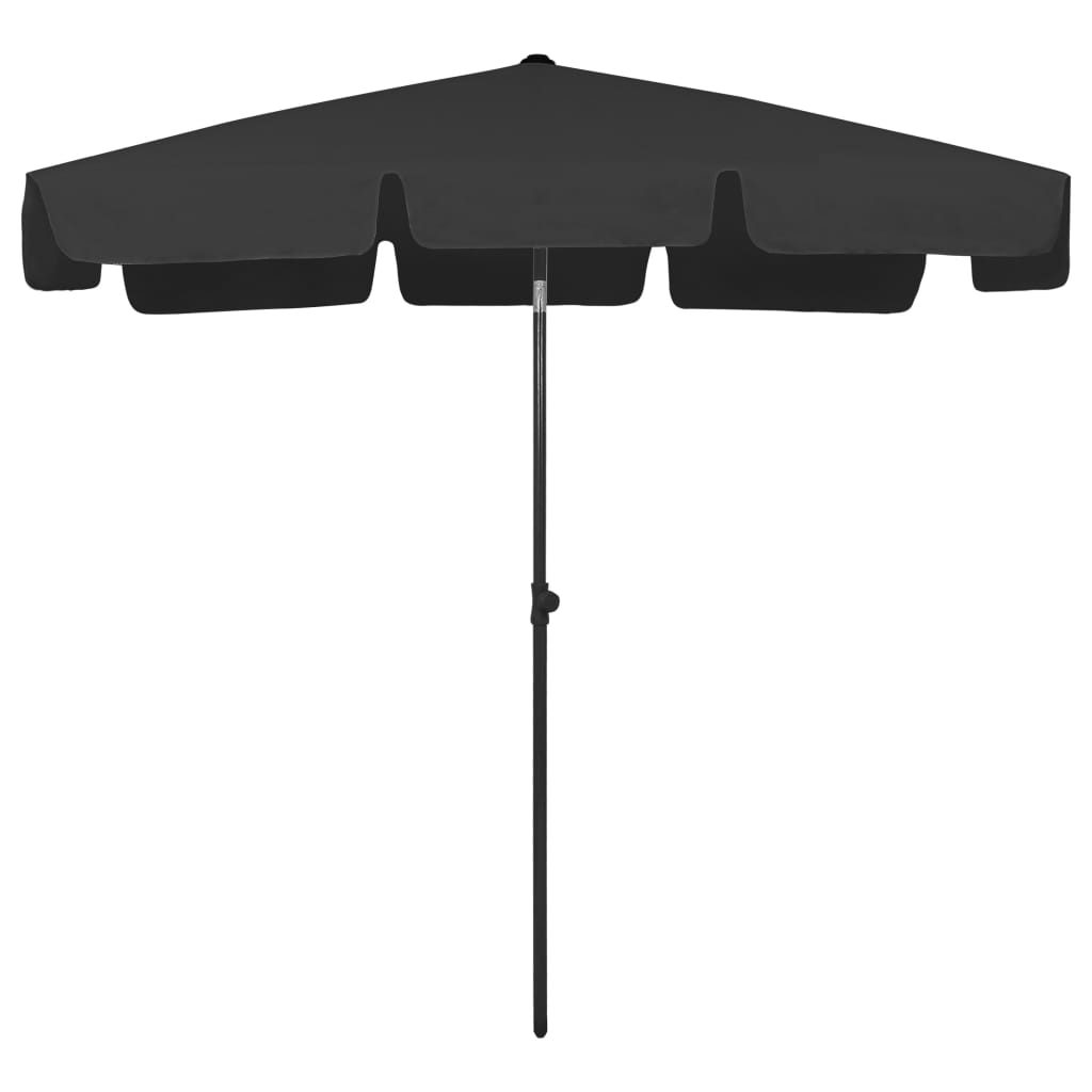 vidaXL Umbrelă de plajă, negru, 200x125 cm