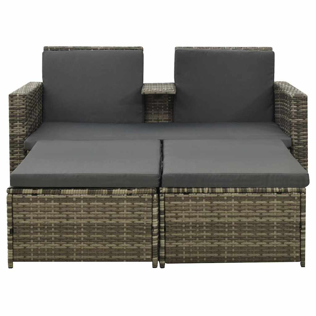 

vidaXL 3-delige Loungeset met kussens poly rattan grijs