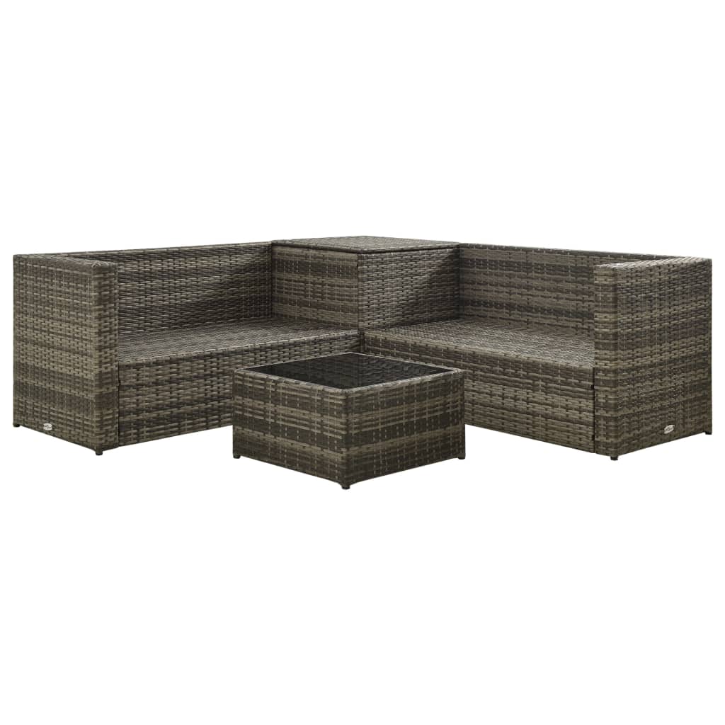 

vidaXL 4-delige Loungeset met kussens poly rattan grijs