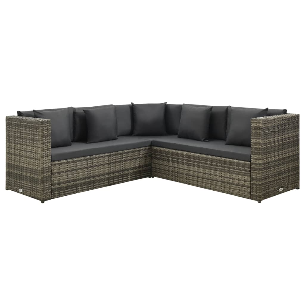 

vidaXL 4-delige Loungeset met kussens poly rattan grijs