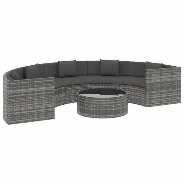 vidaXL 6-osaline aiam&ouml;&ouml;bli komplekt patjadega, pol&uuml;rotang, hall