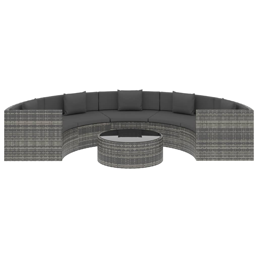

vidaXL 6-delige Loungeset met kussens poly rattan grijs