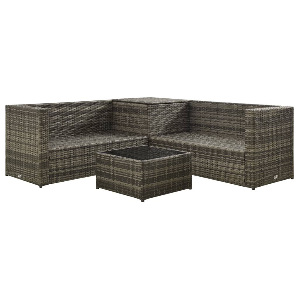 Thumbnail - vidaXL 4-tlg. Garten-Lounge-Set mit Kissen Poly Rattan Grau