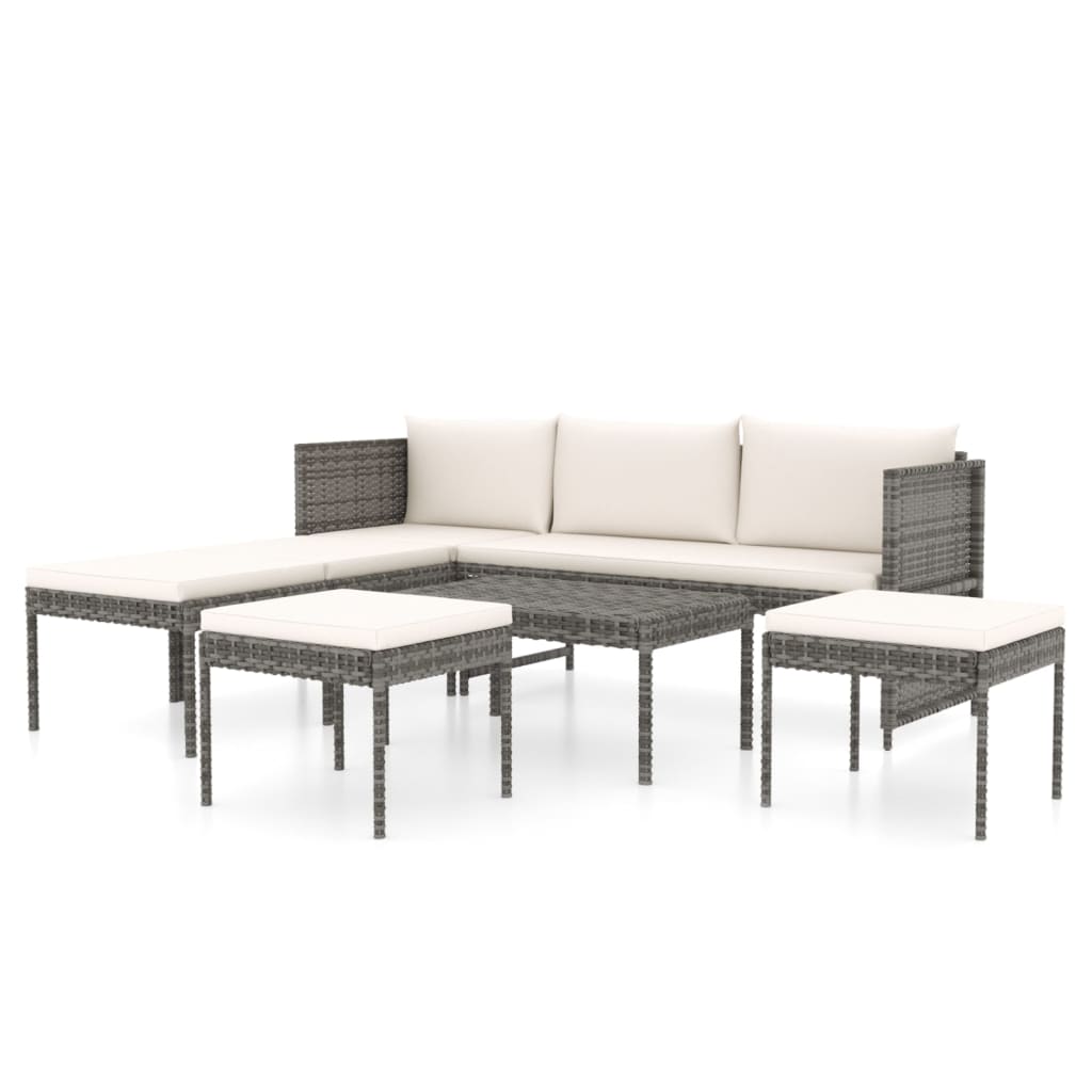 Thumbnail - vidaXL 6-tlg. Garten-Lounge-Set mit Kissen Poly Rattan Grau
