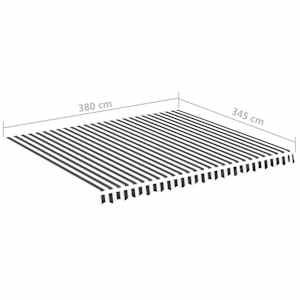 Náhradní plachta na markýzu antracitová a bílá 4 x 3,5 m polyesterová - obrázek 6