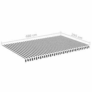 Náhradní plachta na markýzu antracitová a bílá 5x3 m polyesterová - obrázek 6