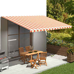 Náhradní plachta na markýzu žlutá a oranžová 500 x 350 cm polyesterová - obrázek 1