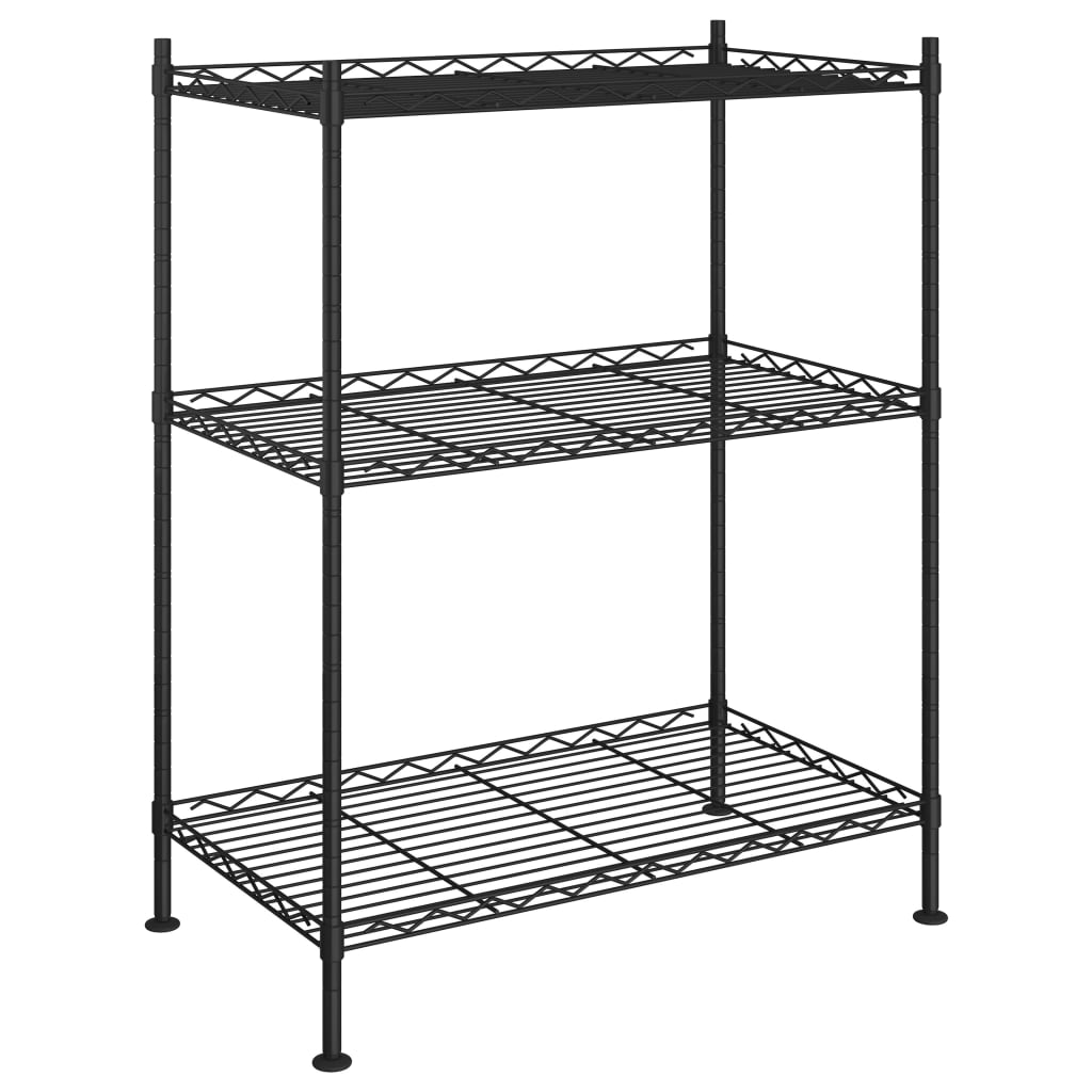 vidaXL Úložný regál 3 police 60 x 35 x 76 cm černý 150 kg