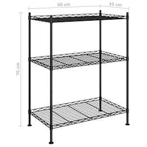 Úložný regál 3 police 60 x 35 x 76 cm černý 150 kg - obrázek 7