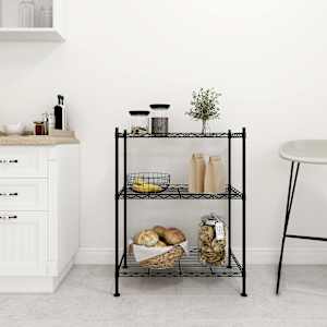 3-nadstropni regal 60x35x76 cm črn 150 kg