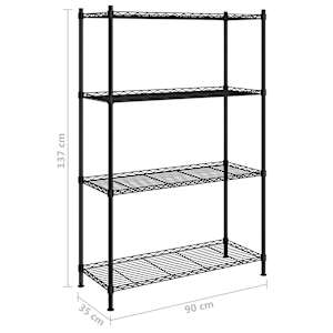 Úložný regál 4 police 90 x 35 x 137 cm černý 200 kg - obrázek 7