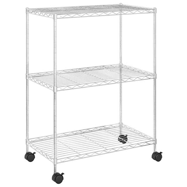 vidaXL 3-korruseline hoiuriiul ratastega 60x35x81 cm m&auml;nnipuit 150 kg