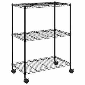vidaXL 3-korruseline hoiuriiul ratastega 60 x 35 x 81 cm must 150 kg