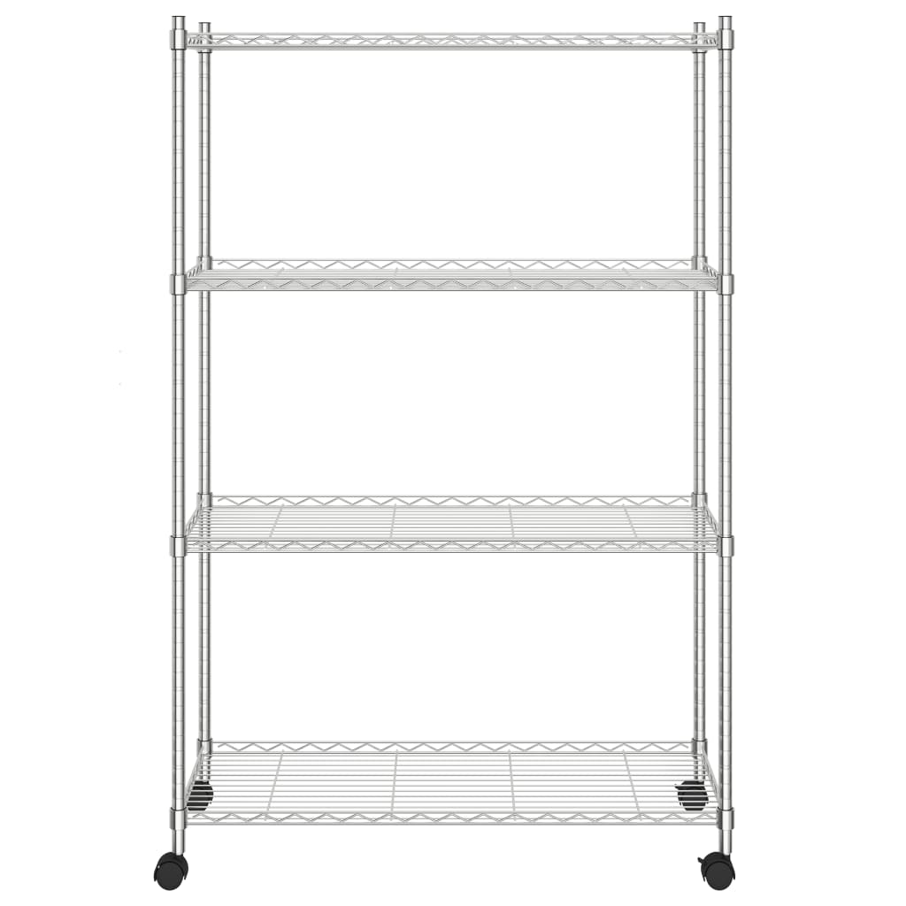 vidaXL Étagère de rangement 4 niveaux roues 90x35x137 cm Chrome 200 kg