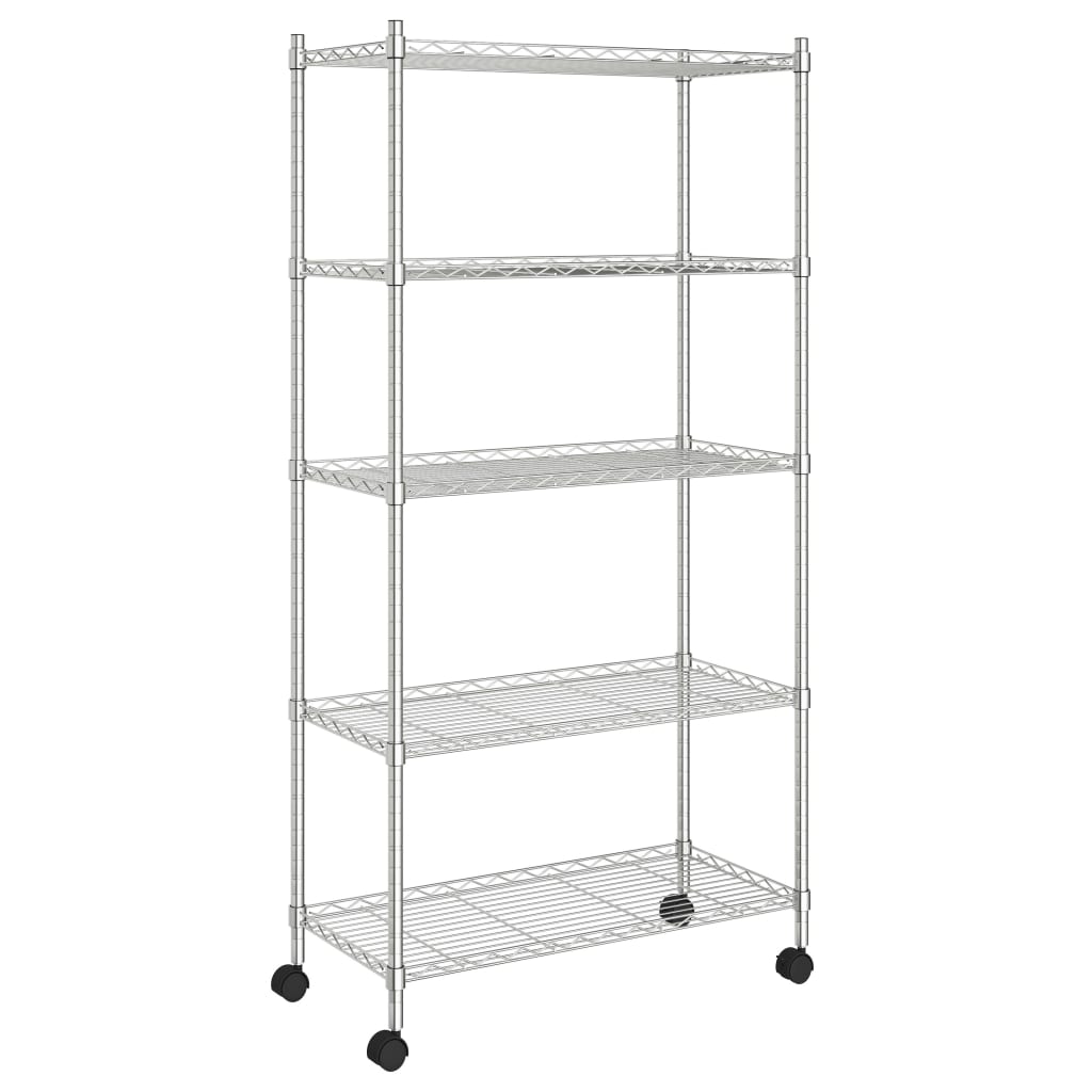 vidaXL Úložný regál 5 polic 75x35x155 cm s kolečky chromovaný 250 kg