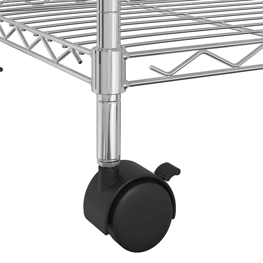 5-nadstropni regal s kolesi 75x35x155 cm krom 250 kg - slika 8