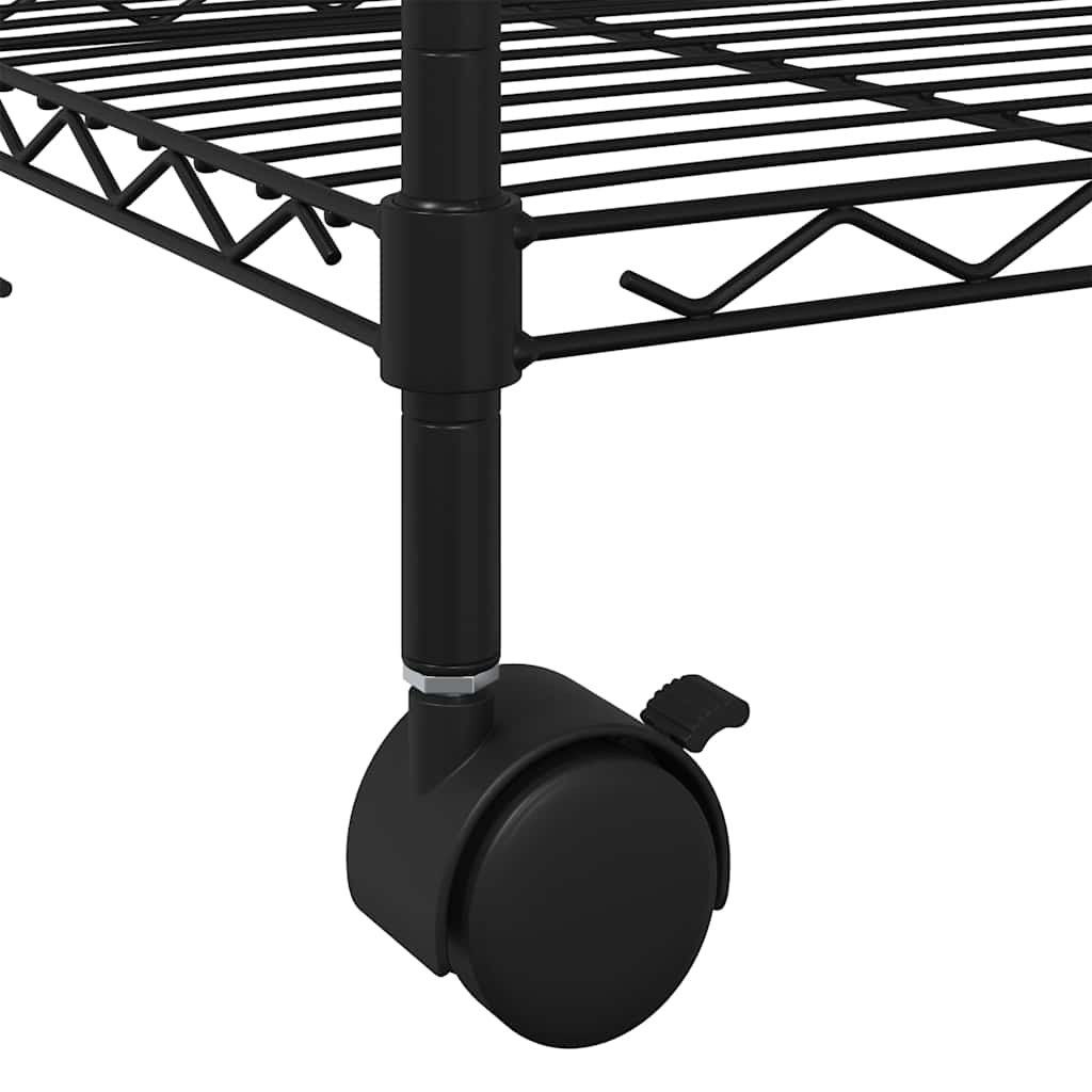 5-nadstropni regal s kolesi 75x35x155 cm črn 250 kg - slika 8