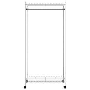 vidaXL Drabužių kabykla su ratukais, 2 aukštų, chromo, 90x45x186cm