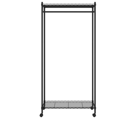 vidaXL Porte-manteau 2 niveaux avec roues 90x45x186 cm Noir 100 kg