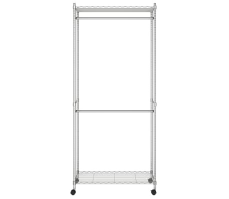 vidaXL 2-Tier Clothes Rack with Wheels 90x45x198 cm Chrome 100 kg