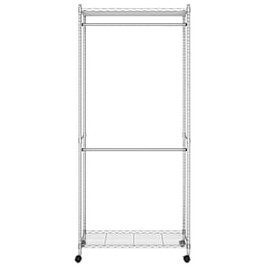 vidaXL Drabužių kabykla su ratukais, 2 aukštų, chromo, 90x45x198cm