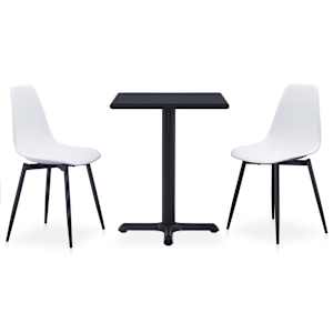 vidaXL Lauko valgomojo komplektas, 3 dalių, baltas, metalas ir PP