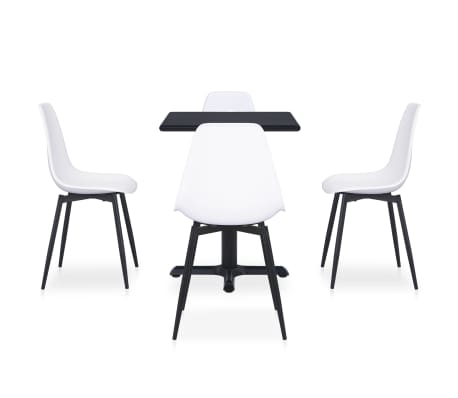 vidaXL Lauko valgomojo komplektas, 5 dalių, baltas, metalas ir PP