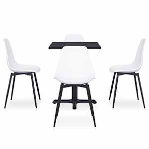 vidaXL Lauko valgomojo komplektas, 5 dalių, baltas, metalas ir PP