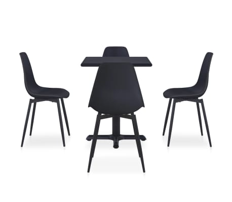 vidaXL Lauko valgomojo komplektas, 5 dalių, juodas, metalas ir PP