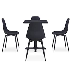 vidaXL Lauko valgomojo komplektas, 5 dalių, juodas, metalas ir PP