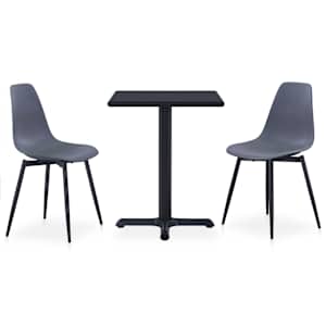 vidaXL Lauko valgomojo komplektas, 3 dalių, pilkas, metalas ir PP