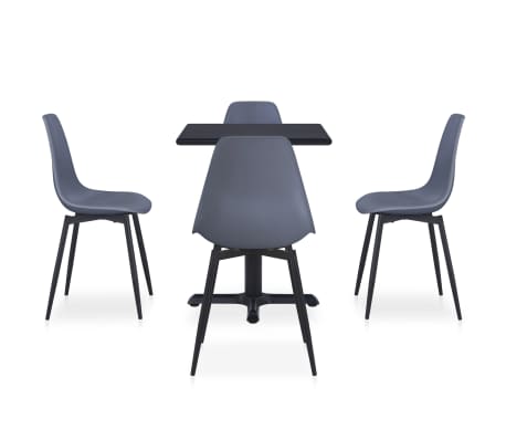 vidaXL Lauko valgomojo komplektas, 5 dalių, pilkas, metalas ir PP