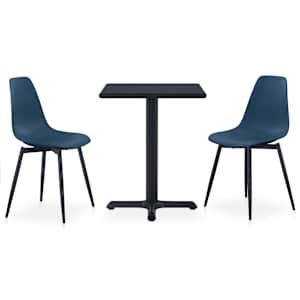 vidaXL Lauko valgomojo komplektas, 3 dalių, turkio, metalas ir PP