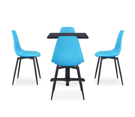 vidaXL Lauko valgomojo komplektas, 5 dalių, mėlynas, metalas ir PP