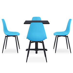 vidaXL Lauko valgomojo komplektas, 5 dalių, mėlynas, metalas ir PP