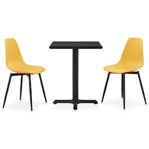 vidaXL Lauko valgomojo komplektas, 3 dalių, geltonas, metalas ir PP