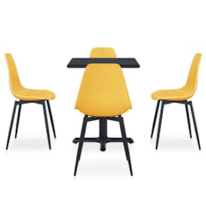 vidaXL Lauko valgomojo komplektas, 5 dalių, geltonas, metalas ir PP