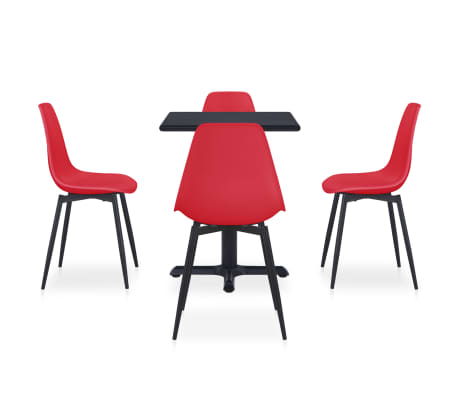 vidaXL Lauko valgomojo komplektas, 5 dalių, raudonas, metalas ir PP