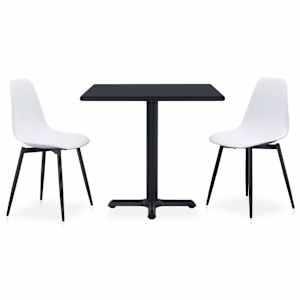 vidaXL Lauko valgomojo komplektas, 3 dalių, baltas, metalas ir PP