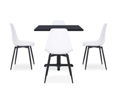 vidaXL Lauko valgomojo komplektas, 5 dalių, baltas, metalas ir PP