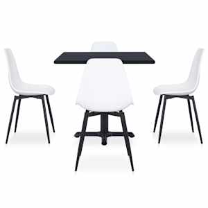 vidaXL Lauko valgomojo komplektas, 5 dalių, baltas, metalas ir PP