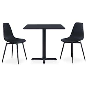 vidaXL Lauko valgomojo komplektas, 3 dalių, juodas, metalas ir PP