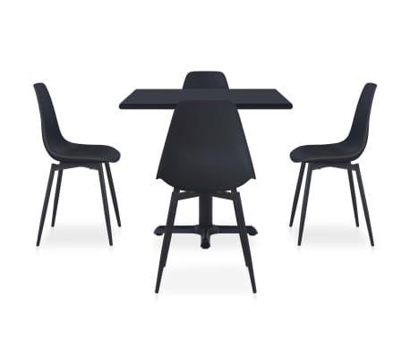 vidaXL Lauko valgomojo komplektas, 5 dalių, juodas, metalas ir PP