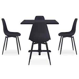 vidaXL Lauko valgomojo komplektas, 5 dalių, juodas, metalas ir PP