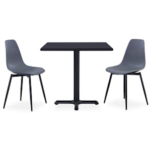 vidaXL Lauko valgomojo komplektas, 3 dalių, pilkas, metalas ir PP