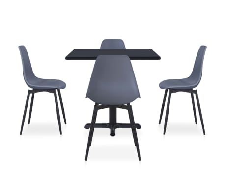 vidaXL Lauko valgomojo komplektas, 5 dalių, pilkas, metalas ir PP