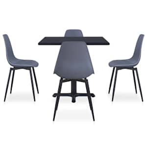 vidaXL Lauko valgomojo komplektas, 5 dalių, pilkas, metalas ir PP