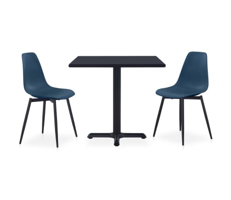 vidaXL Lauko valgomojo komplektas, 3 dalių, turkio, metalas ir PP